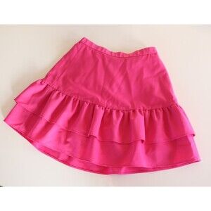 J Crew Hot Pink Wool Blend Ruffle Tiered Mini Skirt Barbie Preppy Size 00